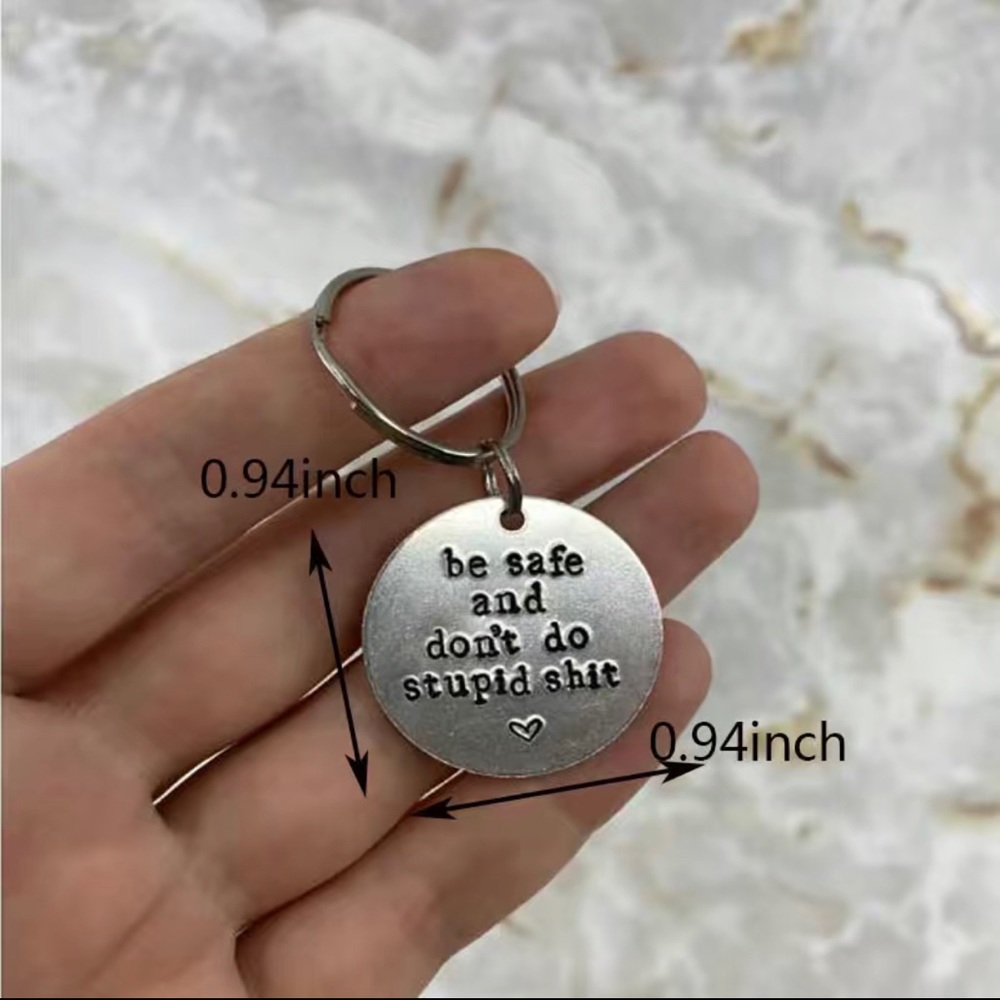 Be Safe & Don't Do Stupid Shit Stainless Steel Keychain NEW - Picture 3 of 3